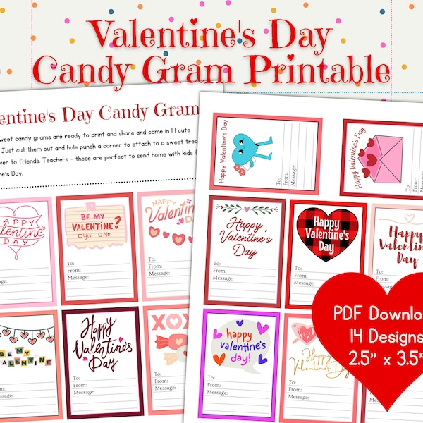 Grammi di caramelle di San Valentino, PDF stampabile, Lettera USA 8,5x11, Download istantaneo