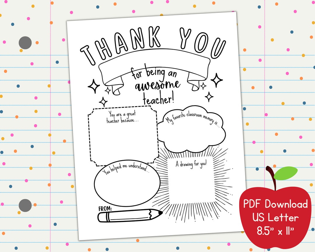 Thank You for Being an Awesome Teacher, Teacher Appreciation Week Printable PDF, Instant Download, Preschool Elementary Teacher Thank You - Etsy thank-you-for-being-an-awesome-teacher-teacher-appreciation-week-printable-pdf-instant-download-preschool-elementary-teacher-thank-you-etsy
