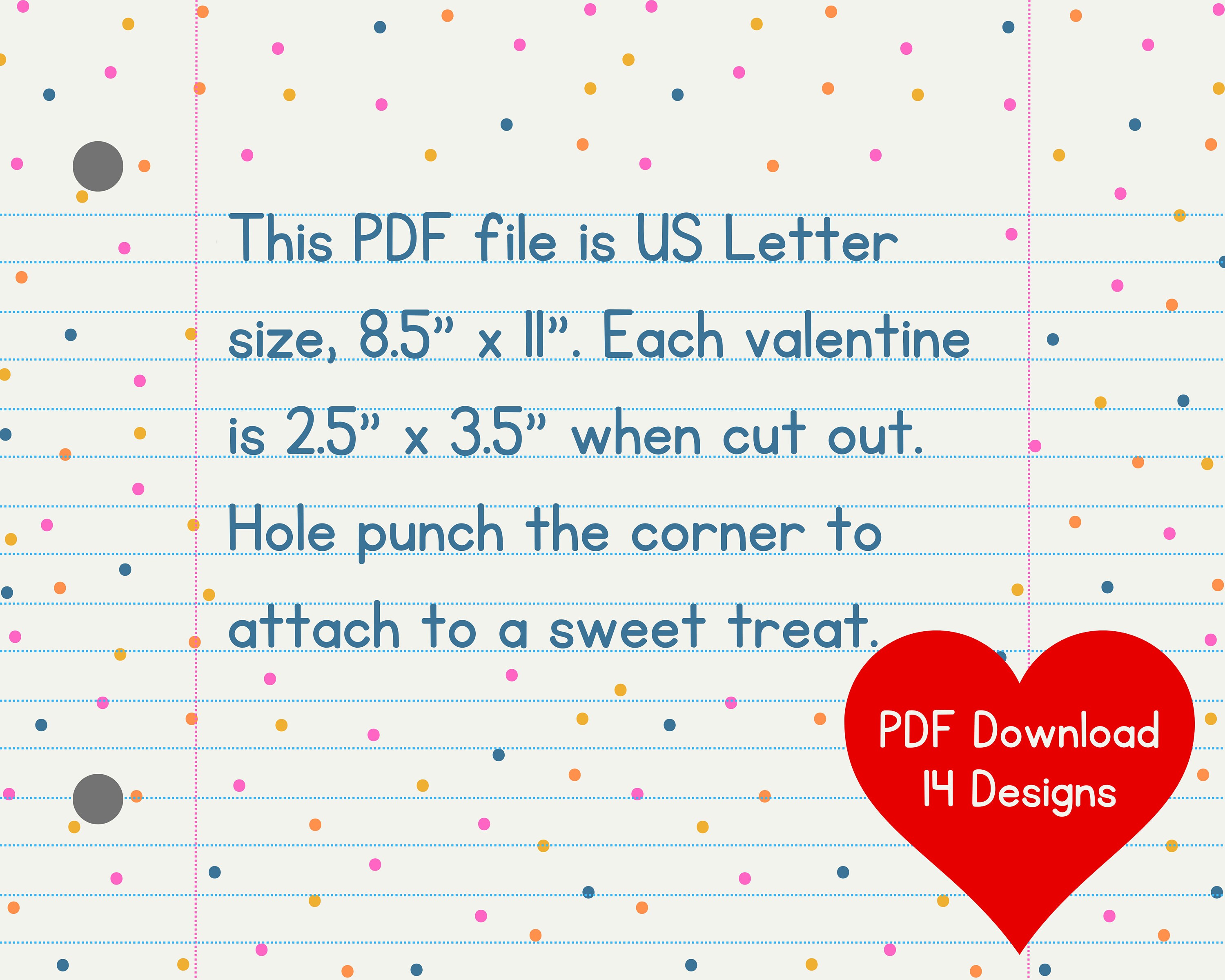 Valentine's Day Candy Grams, Printable PDF, US Letter 8.5x11, Instant ...