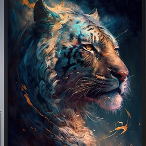 Tiger Art Digitale Kunst Der Druck Tiger Digital Download Ungegenständlich Kunst Abstrakte Malerei Geburtstagsgeschenk Abstrakte Kunst Wandkunst