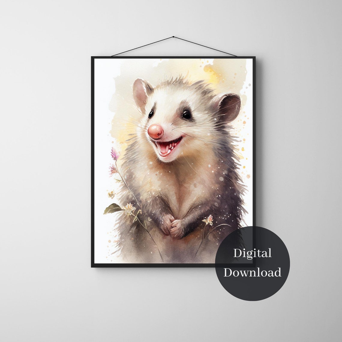 Set of 3 Opossum Print Watermark Painting Digital Download Wall Art ...