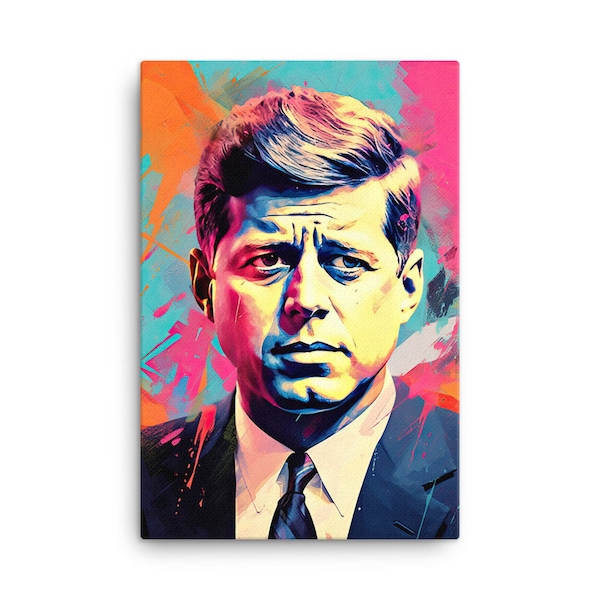 JFK Pop Art Canvas Wall Art | John F Kennedy Premium Canvas Wall Art, JFK Vintage, President, Dallas Texas, PopArt Painting, PopArt Poster