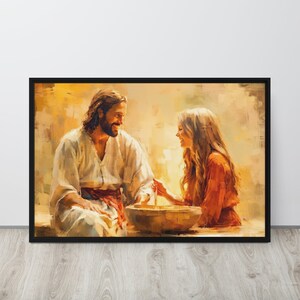 Jesus with the Samaritan Woman at the Well, Wall Art, Digital Art | Impressionism Painting | Print of Jesus, Christian Art, Digital Download