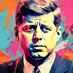 JFK Pop Art Canvas Wall Art | John F Kennedy Premium Canvas Wall Art, JFK Vintage, President, Dallas Texas, PopArt Painting, PopArt Poster