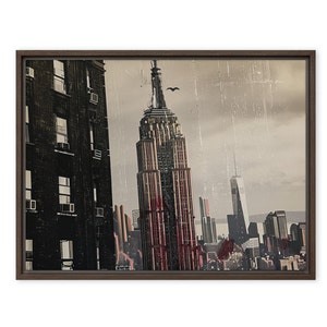 Urban Rainfall: A Dreamscape of the Empire State | Wall Art, NYC, | Modern Urban Decor, Empire State Building, Rainy Day, New York City