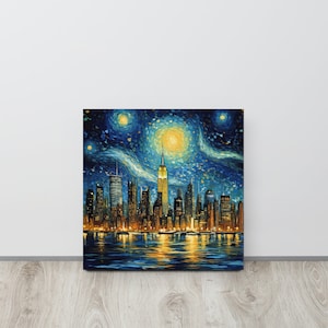 La noche estrellada (1889), ciudad de Nueva York - Vincent Van Gogh / Vincent Van Gogh, póster enmarcado, póster, lienzo de Van Gogh / Arte de la noche estrellada