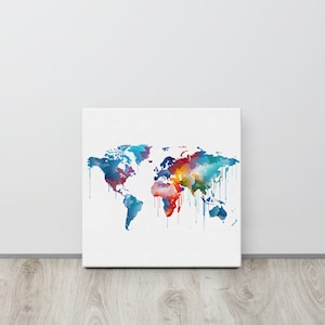 World Map Vector Image Print, Canvas, Poster, Map of the World, Physical Map of the World, Vector Graphic, World Map with Countries, Maps