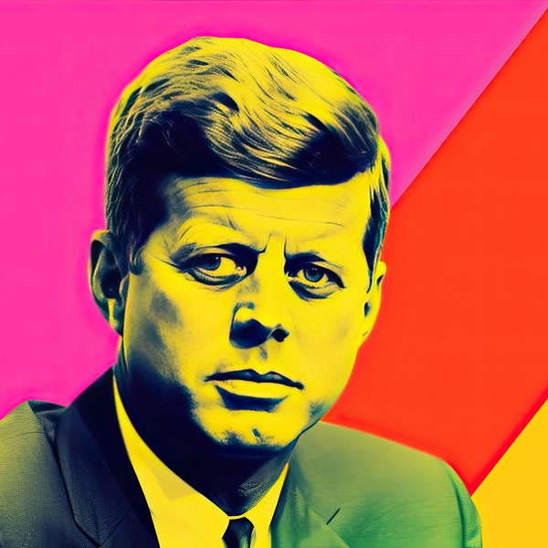 JFK Pop Art Canvas Wall Art | John F Kennedy Premium Canvas Wall Art, JFK Vintage, President, Dallas Texas, PopArt Painting, PopArt Poster