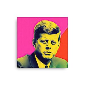 JFK Pop Art Canvas Wall Art | John F Kennedy Premium Canvas Wall Art, JFK Vintage, President, Dallas Texas, PopArt Painting, PopArt Poster