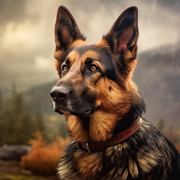 German Shepherd, Majestic Wall Art | Digital Download | Premium Original Artwork | Germans Shepherd, Custom, Photography, German Shepherds