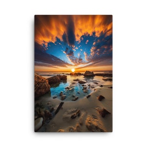 Beach at Sunset Canvas Wall Art | Sunrise Sunset, Photography, Binary Sunset, The Beach, selling sunset, Poster, Beach, on a beach, sunset