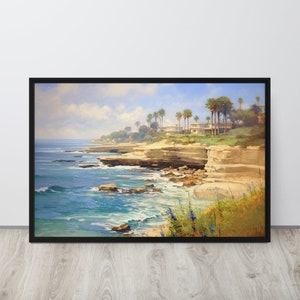 La Jolla Beach Cove Oil Painting on Canvas, Original Impressionist Painting, San Diego, California, Landscape Oil Painting