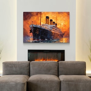 The Last Sunset - RMS Titanic, April 14, 1912, Canvas Artwork | The Titanic | Water, Impressionism, Historic, Titanic Ship, Wall Art Print