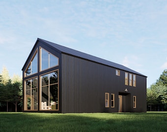 Barndominium House Plan – 3 Bed 4 Bath | 1500 sq ft Farmhouse Ranch style | 30x50 Floor Plan Layout | Customizable Blueprint