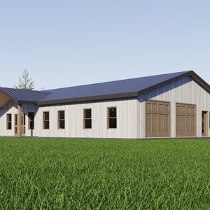 Huisplattegrond Barndominium – 3 slaapkamers en 2,5 badkamers | 2640 vierkante voet met veranda en garage voor 2 wagens | 40 x 66 plattegrondindeling | Blauwdruk boerderij | Wij personaliseren: