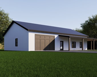 Barndominium House Plan | 2 Bed, 2 Bath, 2400 Sq Ft (Digital Download)