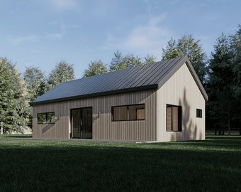 Tiny House Plan 2 Bed 2 Bath | 800 Sq Ft Small Cabin Home | 40x20 ADU Floor Plan | Compact Layout | Custom Tiny Home Design