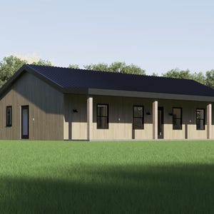 住宅プラン | バーンドミニウム | 2ベッドルーム2バスルーム | 1200平方フィートの農家住宅 | 25x48のレイアウト | カスタマイズ可能