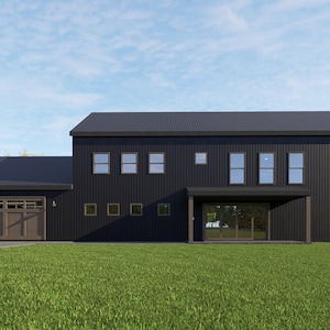 Barndominium met garage, 4 slaapkamers, 3 badkamers, 1800 vierkante voet, 30 x 60 indeling, moderne plattegrond, aanpasbaar huisontwerp