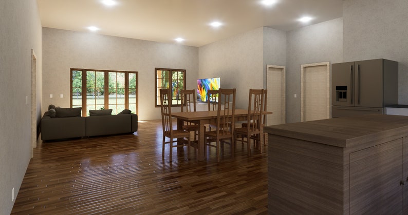 Barndominium, House Plan, 3 Bedrooms 2 Bath with Garage Shop, 36'X50' floor plan, 1800 sq ft house Plan, farmhouse plans