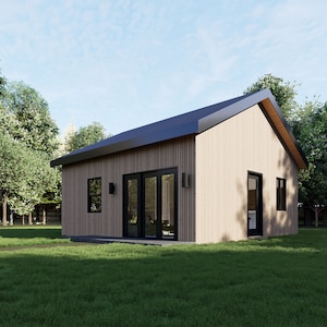 Tiny House Plan, 1 Bedroom 1 Bathroom Small Cabin Design, 576 sq ft, 24x24 ADU Floor Plan, Compact Home Layout, Customizable Design