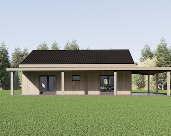 Barndominium Floor Plan 40x35 | 1 Bed 2 Bath | 1400 Sq Ft Cabin Home | WE CUSTOMIZE