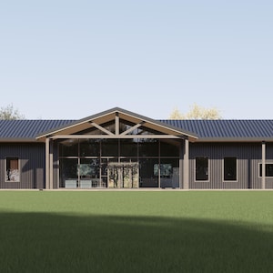 plattegronden, 4 slaapkamers en 4 badkamers, 2 grote bedden, 40 x 100 'barndominium, plattegrond van 4000 vierkante voet, blauwdruk boerderijboerderij | Wij personaliseren: