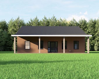 Farmhouse Ranch House Plan, 3 Bed 2 Bath, 1600 sq ft (PDF Pattern)