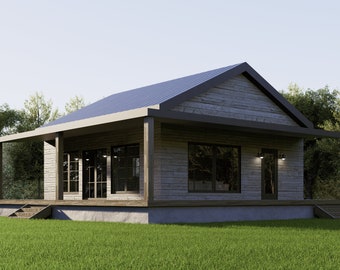 Tiny Cabin House Plan 28x26 | 1 Bed 1 Bath Guest House (Digital Download)