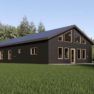 Huisplattegrond Barndominium – 3 slaapkamers en 2 badkamers | 1500 vierkante voet ranchstijl | Plattegrond van 30 x 50 met garage voor 2 wagens | Moderne boerderij | Wij personaliseren:
