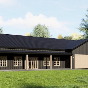 Barndominium, House Plan, 3 Bedrooms 2 Bath with Garage Shop, 36'X50' floor plan, 1800 sq ft house Plan, farmhouse plans