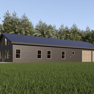 Plattegrond huis Barndominium | 3 slaapkamers en 2 badkamers met garage voor 2 auto's | 1500 vierkante voet | 30 x 50 indeling in ranchstijl | Aanpasbare plattegrond