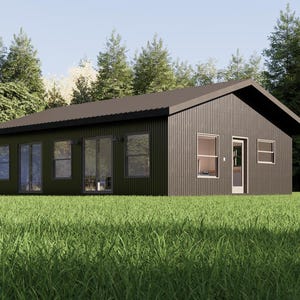 Huisplattegrond – 2 slaapkamers en 1 badkamer Barndominium | Small Home van 875 vierkante voet | Plattegrond Tiny House 25 x 35 | ADU Plans-stijl | Wij personaliseren: