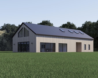 Barndominium House Plan, 3 Bedroom 2 Bathroom with Loft, 2240 sq ft, 32x70 Floor Plan, Scandinavian Ranch Style Home, Customizable Design