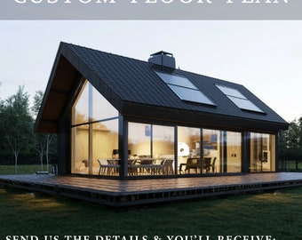 Individuelles Haus Grundriss Design: Barndom, kleines Haus, modernes Bauernhaus (PDF & DWG)
