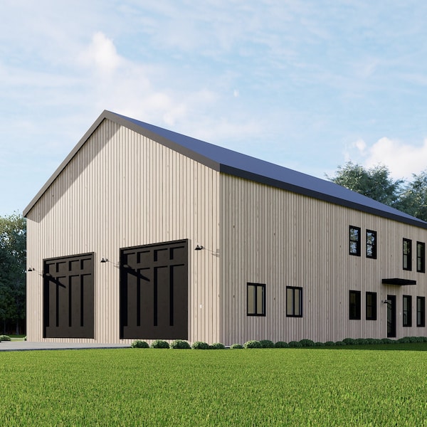 Barndominium-Hausplan, 4 Schlafzimmer, 3 Badezimmer mit Galerie, 2400 Quadratfuß, 40x60 (PDF)