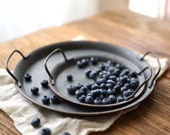 Hancrafted Iron Vintage Storage for Fruits Cookies Metal Tray  European Retro Metal Plate Kitchen Dining Decor Food Photography Props