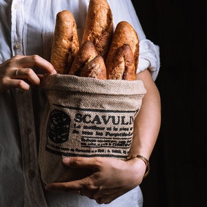 Linen Bread Bag Retro Jute Storage Bag Vintage Flower Bucket Photography Props Rice Bread Holder Bags Food Shooting Background Tools