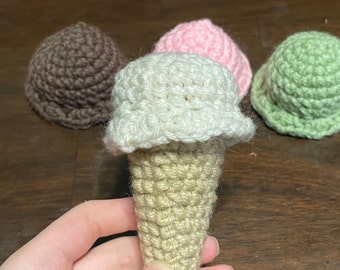 Handmade Crochet Ice Cream Toy, Changeable Flavors Plushie