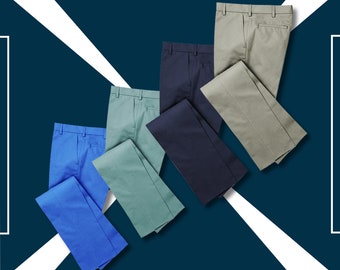 Men's Formal Dress Trouser Light Weight Pant , Tailor Made , Beige , Navy Blue , Royal Blue , Green