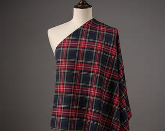 Cotton Tartan Plaid Fabric: Red & Green Check, 58" Wide, Checkered Material For Clothing