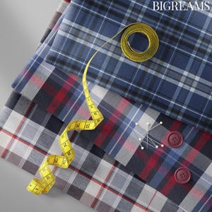 Cotton Lycra Stretchable Checkered Light Weight Plaid Fabric 58&quot; Wide, Plaid Fabric, Sewing Fabric For Clothing, 0% Color Fade