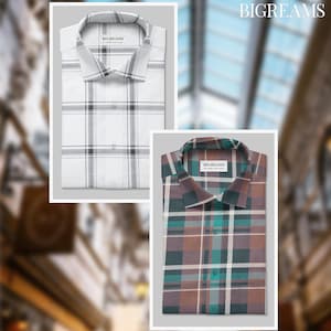 Bigreams 100 % Cotton Checkered Custom Full Sleeve Shirt For Men's -  White , Brown