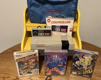 Nintendo Entertainment System [NES] Console Bundle with Vintage Travel Bag and 3 Classic Games - Tetris, Skate-or-Die, Vegas Dream