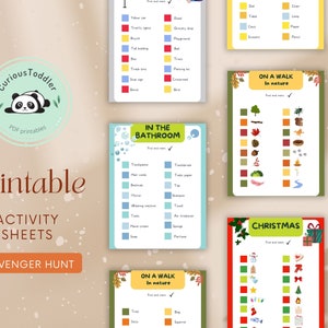 Printable worksheets for toddlers, scavenger hunt, 14 pages instant download