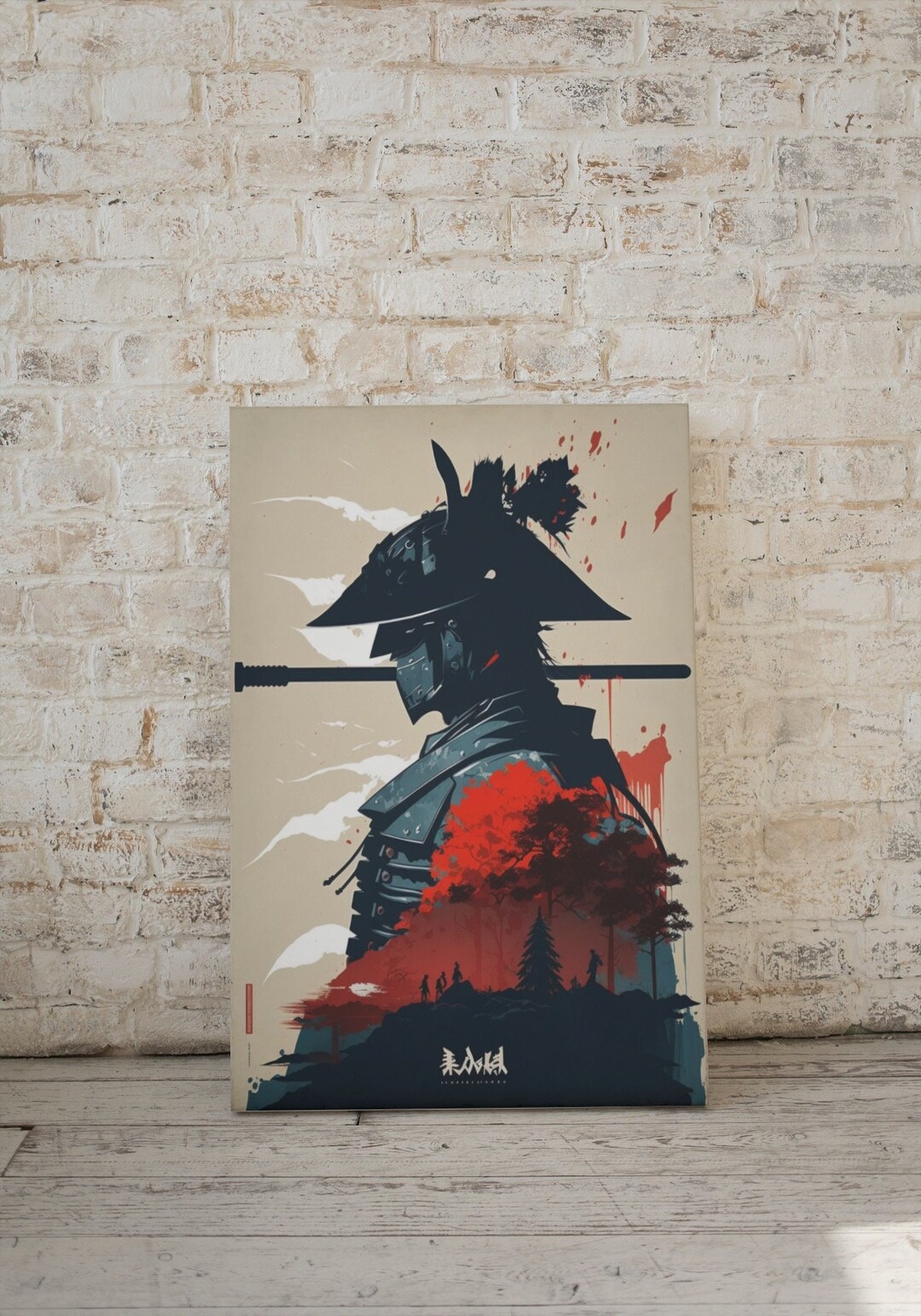 Japanese Samurai Poster Samurai Painting Samurai Wall Art Etsy
