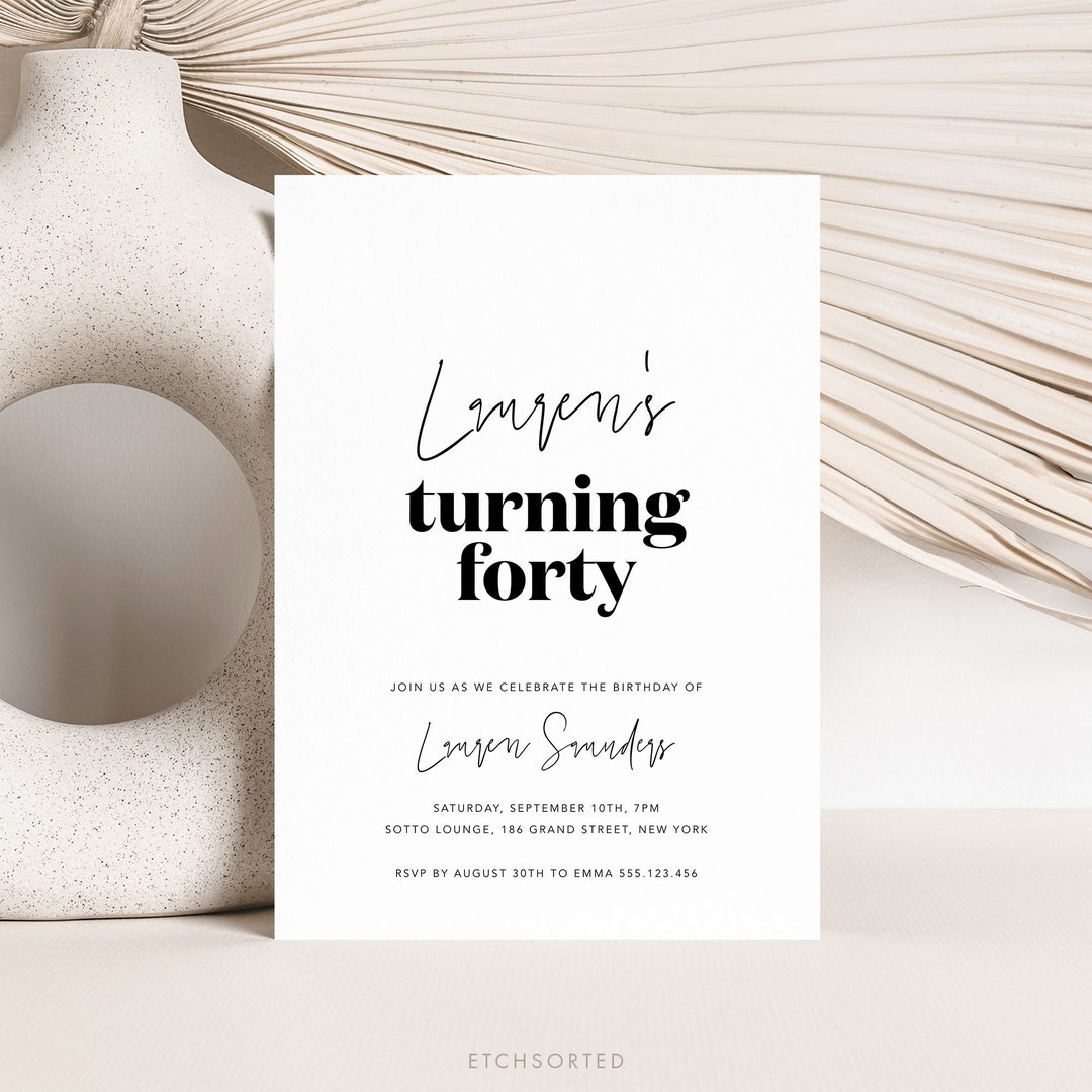 40th Birthday Invitation Template, 40s Party Invite, 40th Party 40th Birthday Invitation Template, 40s Party Invite, 40th Party