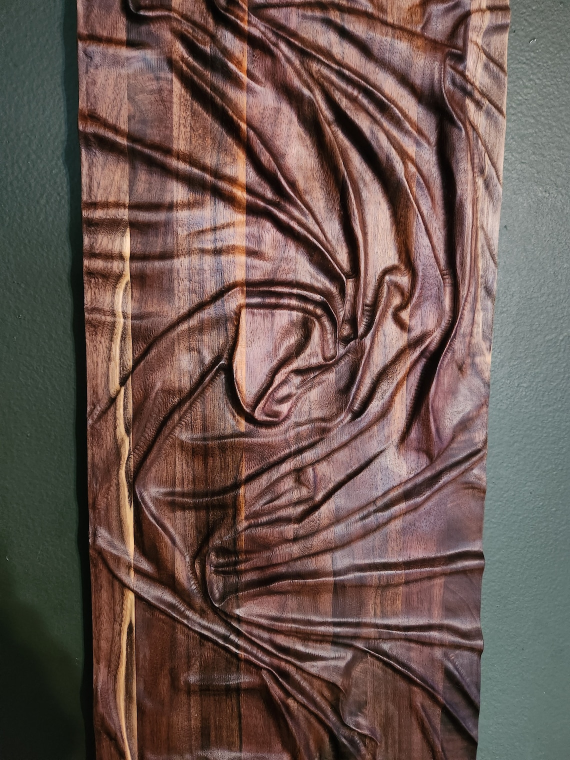 Black Walnut Wall Art, 3D Bas Relief, Modern Wall Art, Carved Wood ...
