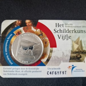 Carta con monete da 5 euro L'arte della pittura – Pesante oggetto da collezione placcato in argento