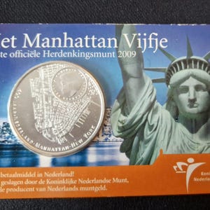 Carta con monete da 5 euro Manhattan – Pesante oggetto da collezione placcato in argento